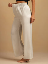 [White] SilkSilky  19Momme Machine-Washable Silk Women's Sleep Pants 004