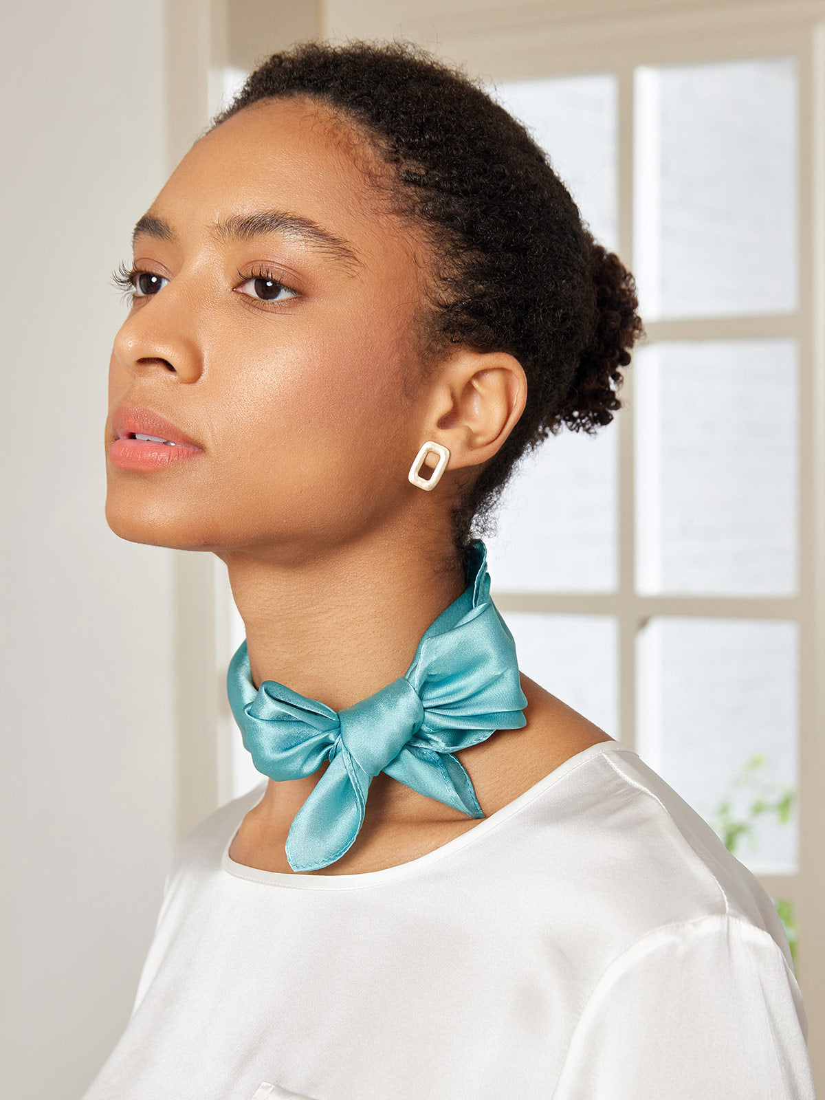 [Teal] SilkSilky  Pure Silk Scarf 001
