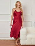 SilkSilky  Pure Silk Sleeveless Boat Neck Dress Wine 006