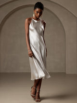 SilkSilky  19Momme Silk Sleeveless Dress LightGray 006