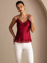 [Wine] SilkSilky Spaghetti Strap V Neck Camisole Top 003