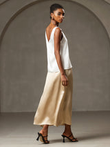 [White] SilkSilky  Sleeveless V Neck Camisole Top 003