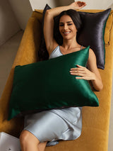 [DarkGreen+DarkGray] SilkSilky  22Momme Pure Silk Pillowcase 004
