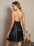 SilkSilky US Pure Silk Sleeveless Nightgown Black 004