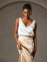 [White] SilkSilky  Sleeveless V Neck Camisole Top 005