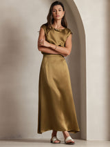 [Brown] SilkSilky  Cap Sleeve Round Neck Women's T-Shirt 007