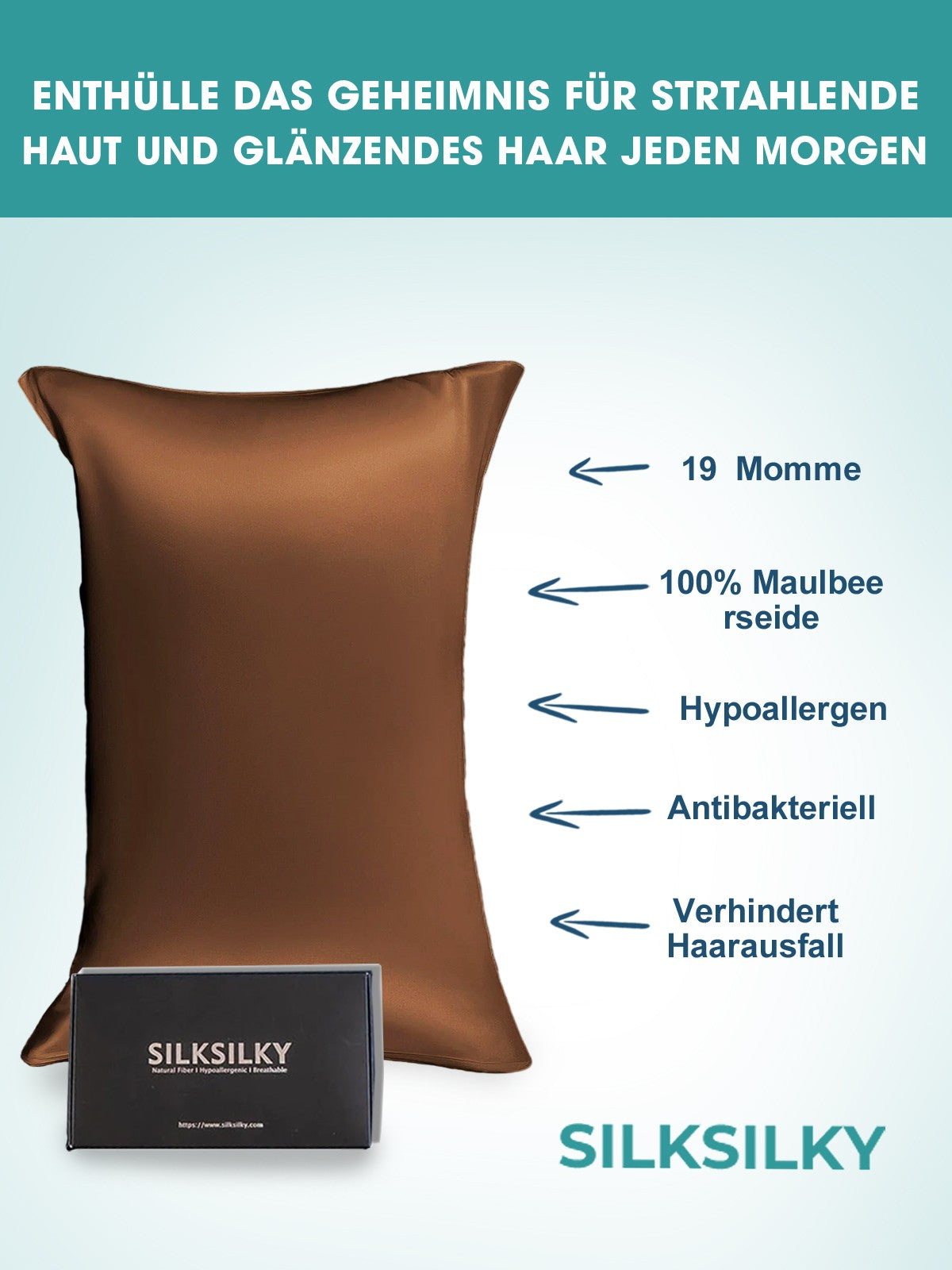 [Coffee] SilkSilky  19Momme Pure Silk Pillowcase 002