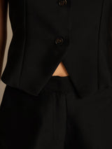 [Black] SilkSilky  32Momme Silk-Wool Blend Sleeveless V Neck Women's Vest 007