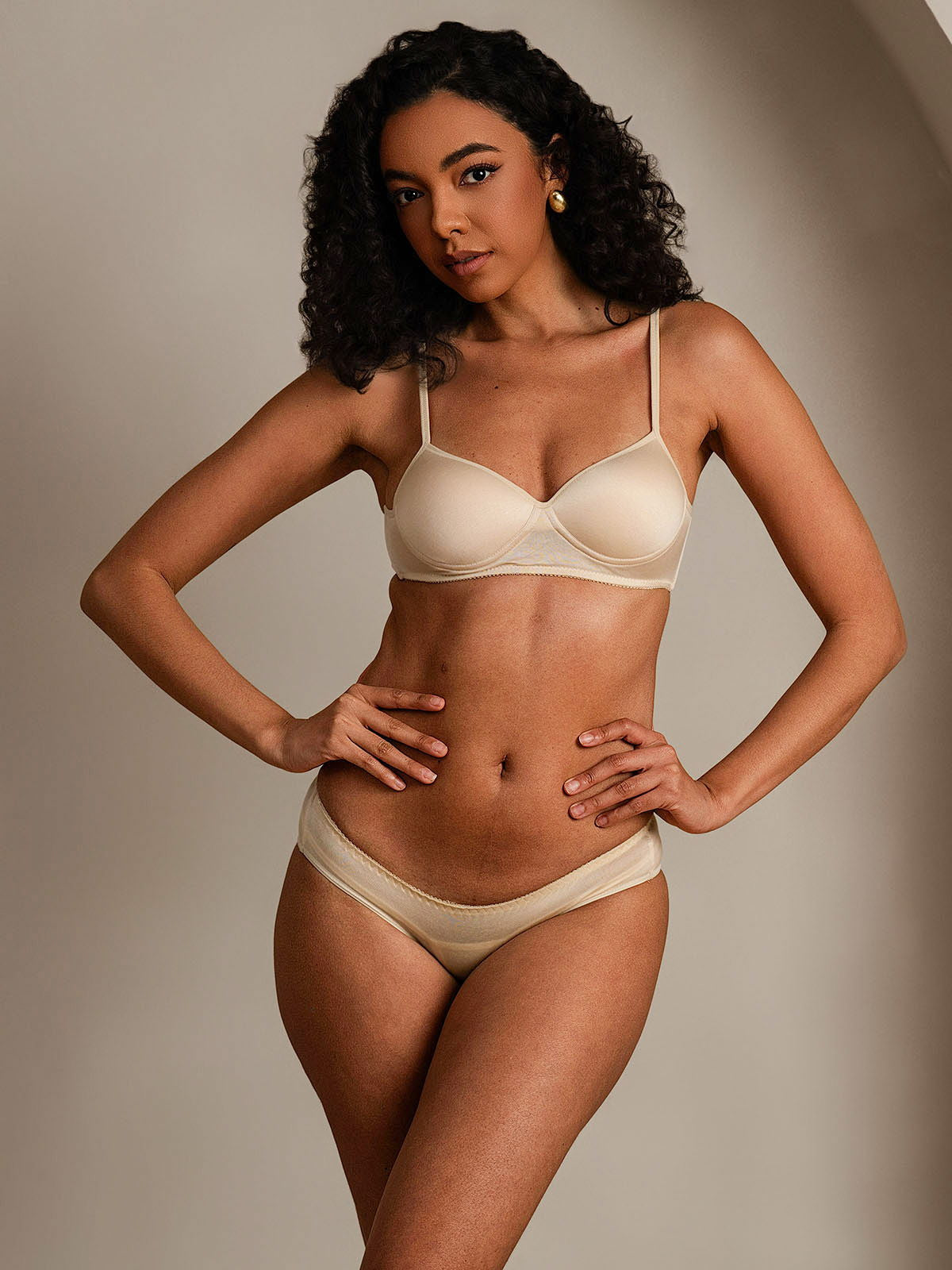 SilkSilky  Silk Knitted Bra&Panty Set Beige 003