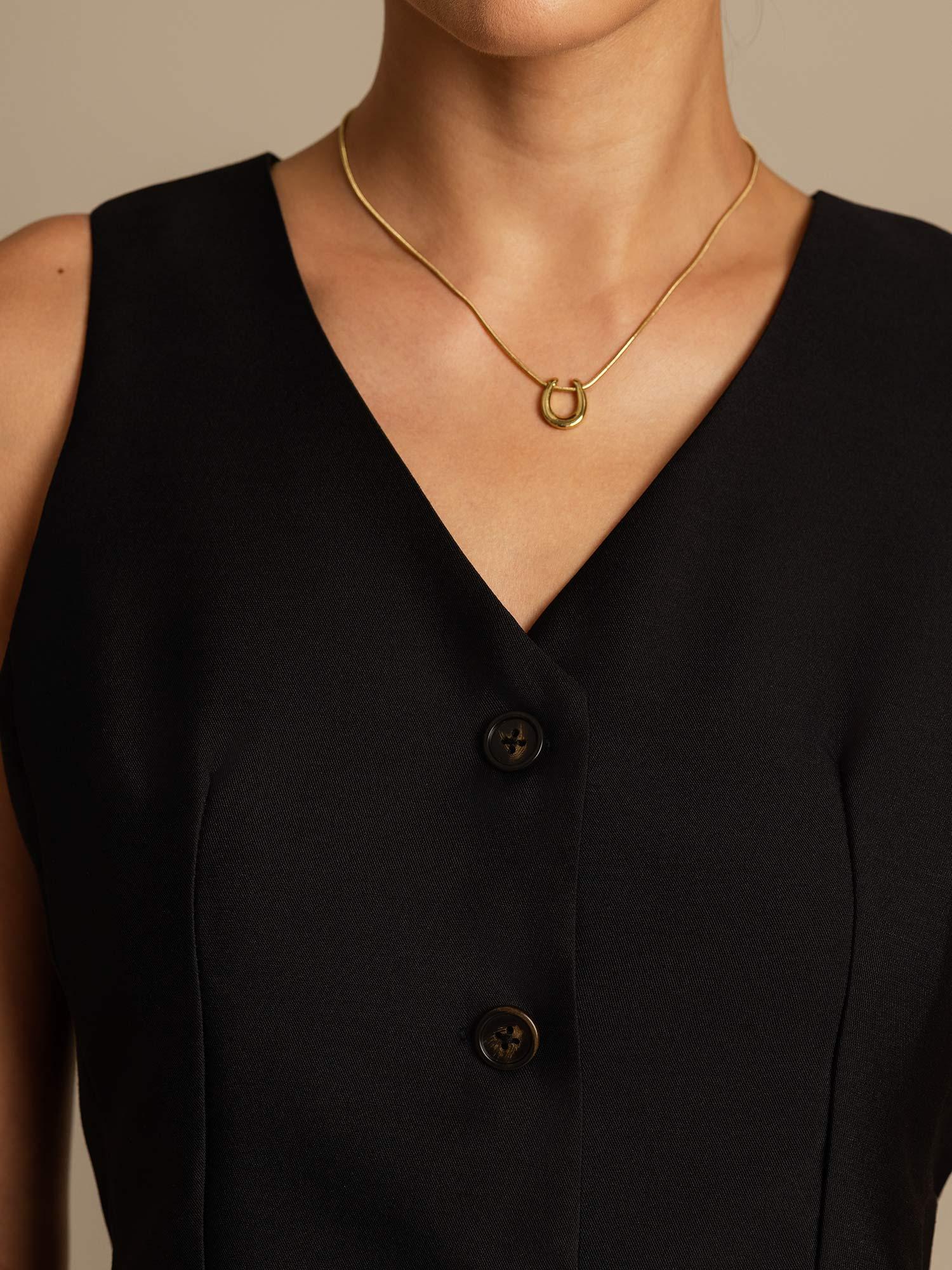 [Black] SilkSilky  32Momme Silk V Neck Women's Vest 004,