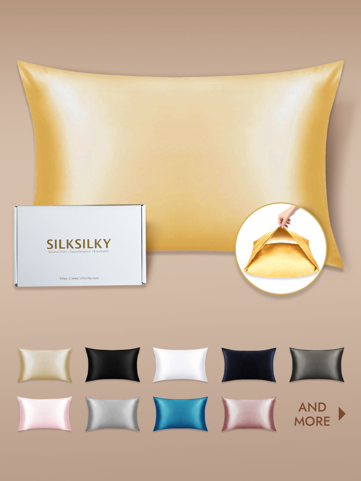 [Champagne] SilkSilky  22Momme Pure Silk Pillowcase 001