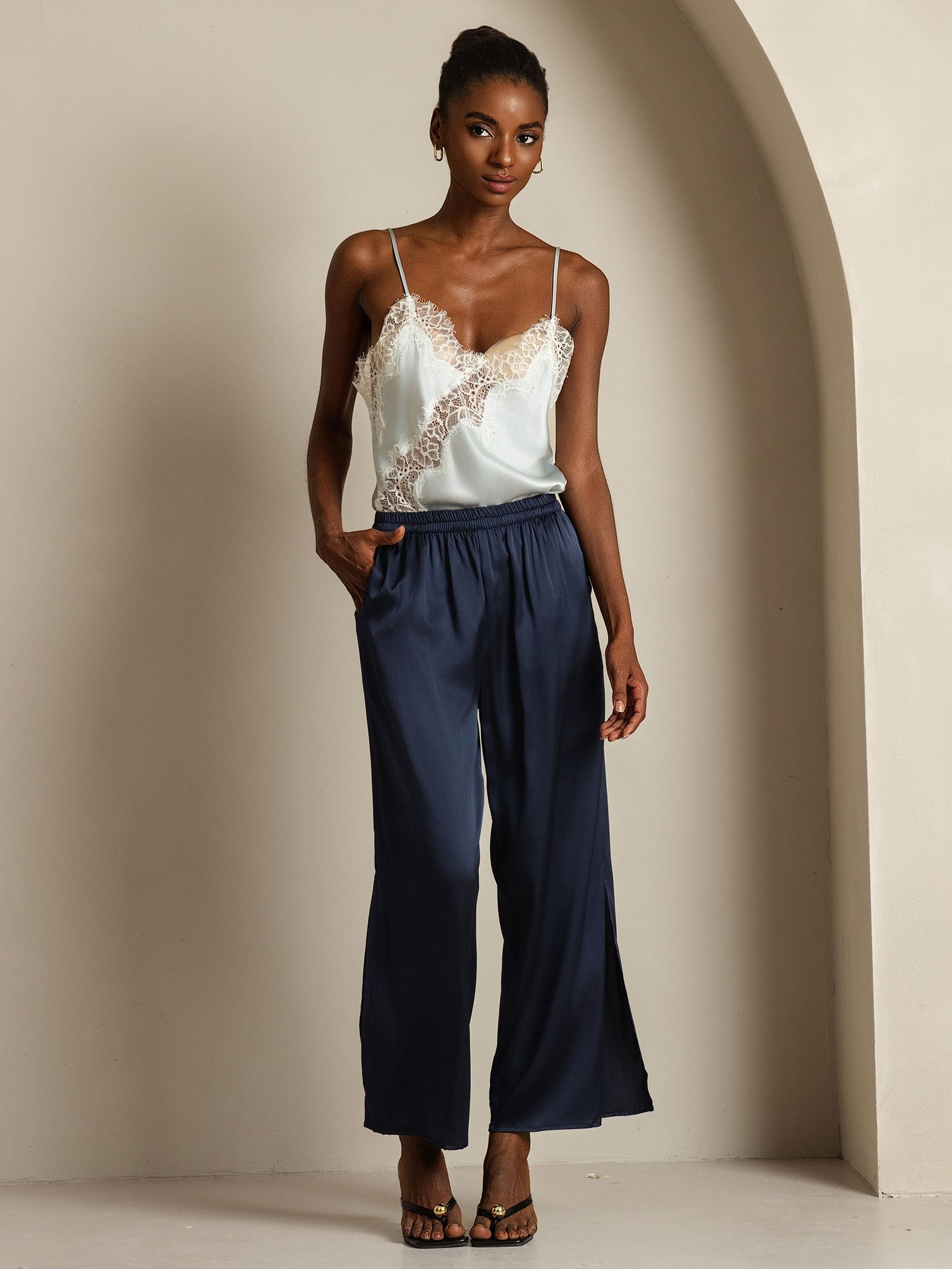 [LightBlue] SilkSilky Pure Silk Camisoles 009