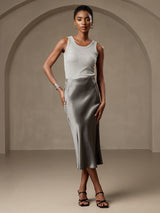 [Dark Gray] SilkSilky  Skirt 003