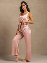 [Peach Skin] SilkSilky  19Momme Machine-Washable Silk Sleeveless Scoop Neck Women's Pajamas 003