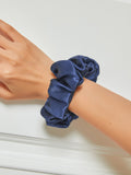 SilkSilky  19Momme Pure Silk Scrunchie DarkBlue 001