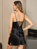 SilkSilky US Pure Silk Sleeveless V Neck Nightgown Black 002