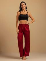 [Wine] SilkSilky  19Momme Machine-Washable Silk Women's Sleep Pants 009