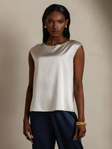 [Light Gray] SilkSilky  Cap Sleeve Round Neck Women's T-Shirt 001