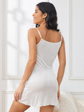 SilkSilky US Silk Knitted Sleeveless Nightgown White 002