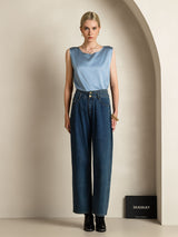 [Grayish Blue] SilkSilky  Sleeveless Round Neck Camisole Top 007