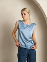 [Grayish Blue] SilkSilky  Sleeveless Round Neck Camisole Top 003