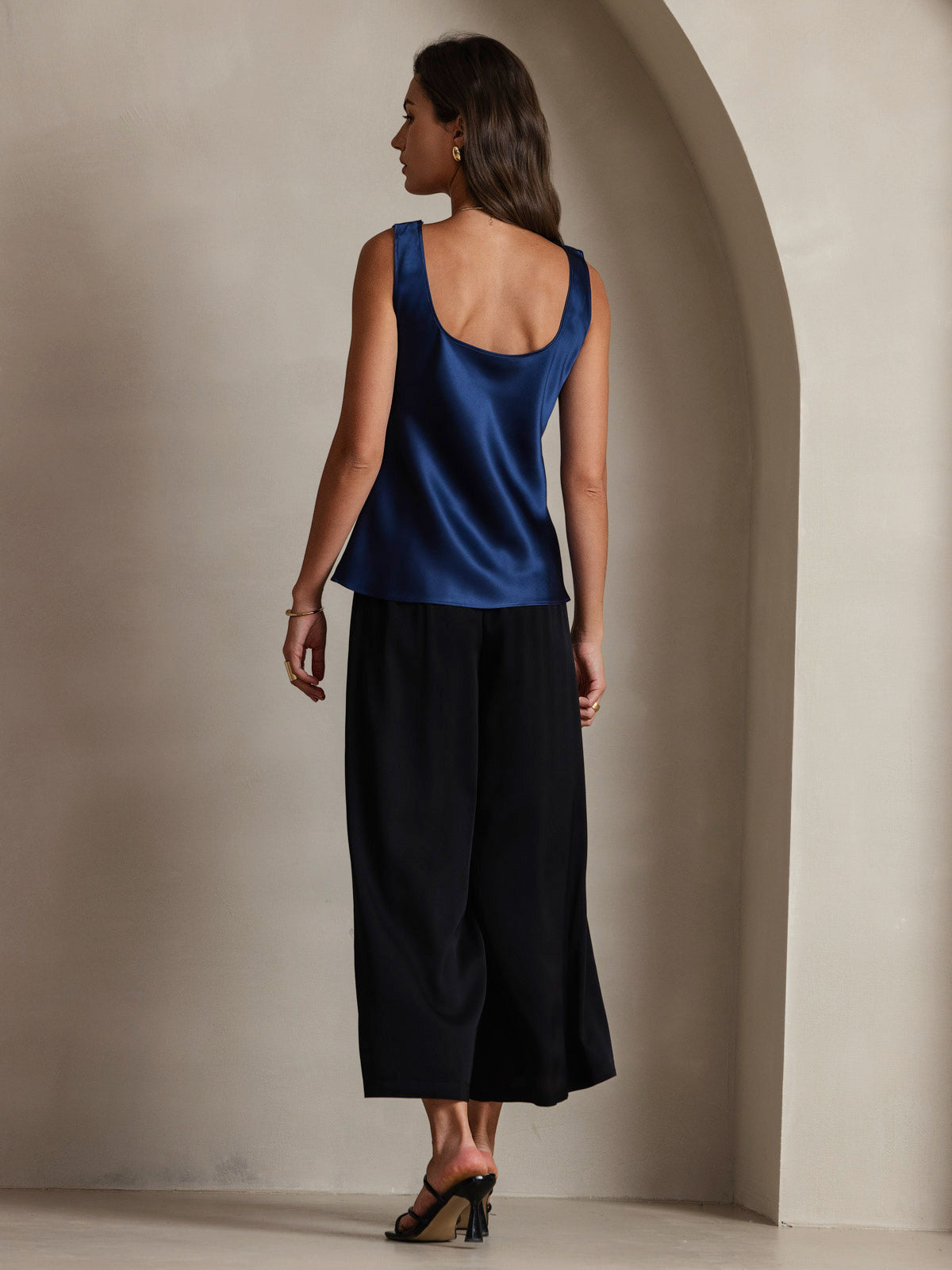 [Dark Blue] SilkSilky  19Momme Silk U Neck Camisole Top 002