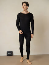 [Black] SilkSilky  Long Sleeve Round Neck Men's Long Johns 003