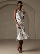 SilkSilky  19Momme Silk Sleeveless Dress LightGray 004