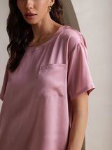 [Pale Mauve] SilkSilky  Short Sleeve Round Neck Women's Pajamas 009