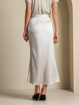 [Light Gray] SilkSilky  19Momme Stretch Silk Charmeuse Skirt 003