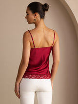 [Wine] SilkSilky Spaghetti Strap V Neck Camisole Top 002
