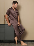 SilkSilky USPureSilkShortSleeveLapelMen'sPajamasCoffee003