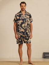 [Black Dragon] SilkSilky  Short Sleeve Notch Collar Men's Pajamas 003