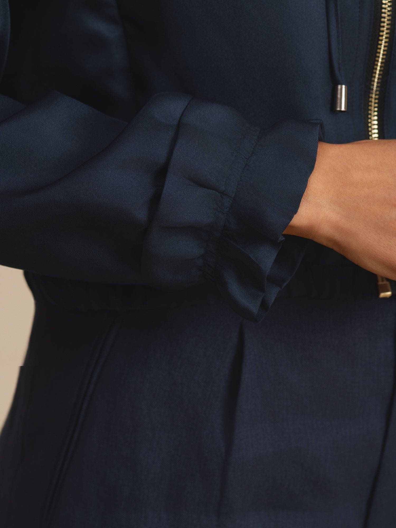 [DarkBlue] SilkSilky 18Momme Silk Satin Surah Long Sleeve High Neck Women's Outerwear 007