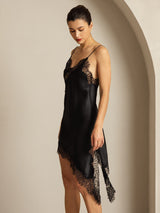 [Black] SilkSilky  Spaghetti Strap V Neck Dress 007