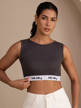 [Gray] SilkSilky  Sleeveless Crew Neck Camisole Top 004