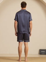 [Navy Chain] SilkSilky  Short Sleeve Notch Collar Men's Pajamas 002