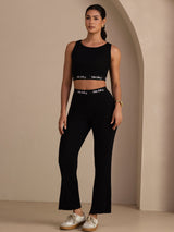 [Black] SilkSilky Sleeveless Crew Neck Women's Outfit Sets 001