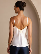 [White] SilkSilky Spaghetti Strap V Neck Camisole Top 002