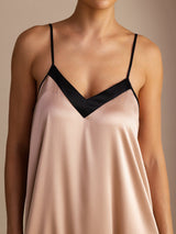 [Tuscany] SilkSilky Spaghetti Strap V Neck Dress 003