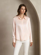 [Light Pink] SilkSilky  Long Sleeve Lapel Collar Women's Shirt 001