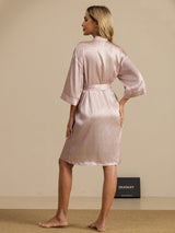 [Pink Heart Geo] SilkSilky  3/4 Sleeve Women's Robe 002