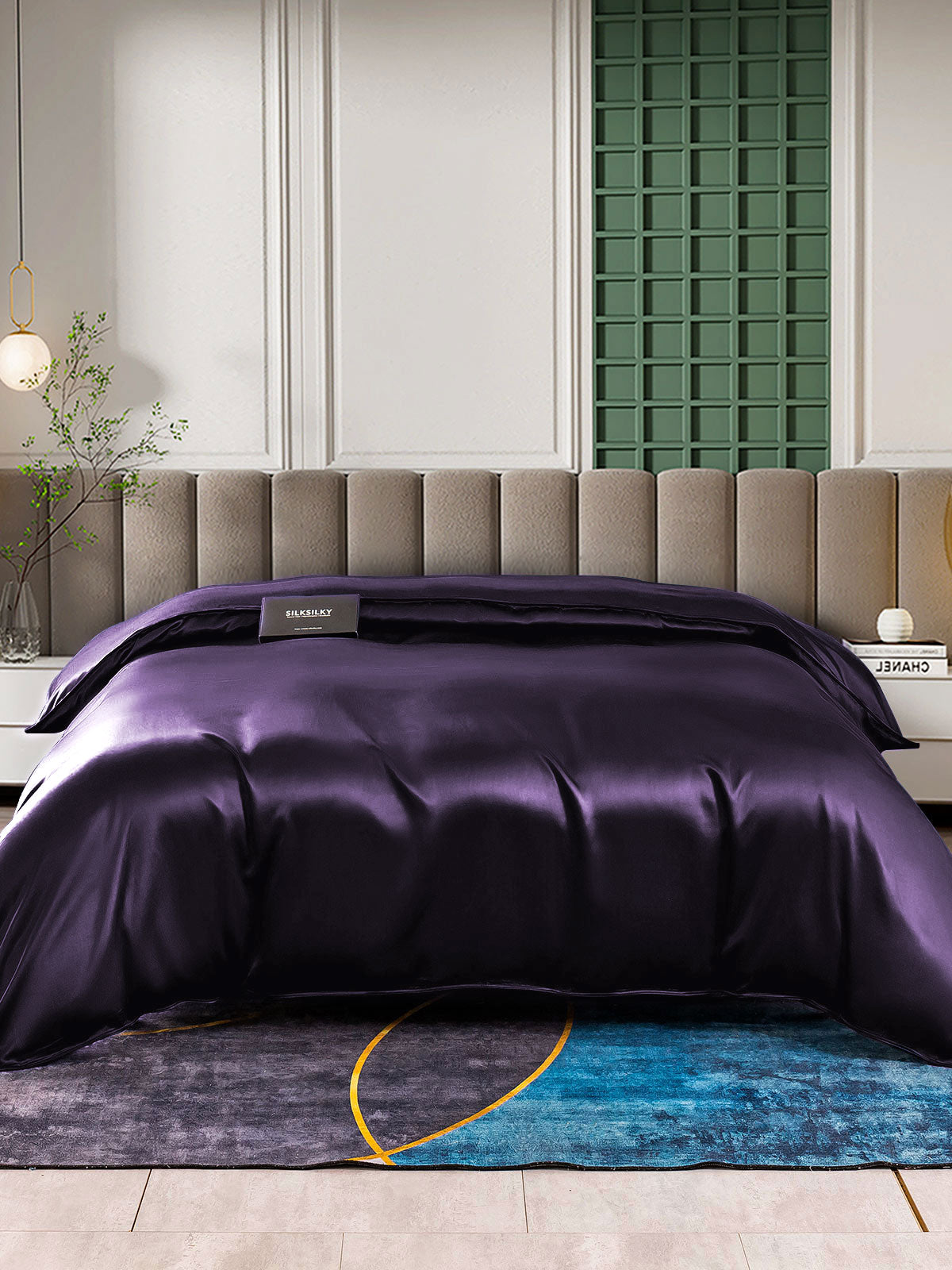 SilkSilky US 25Momme Pure Silk Duvet Cover DeepPurple 002