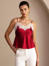 [Wine] SilkSilky  Spaghetti Strap V Neck Camisole Top 001
