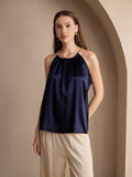 SilkSilky US19MommeSilkBlendSleevelessRoundNeckCamisoleTopDarkBlue001