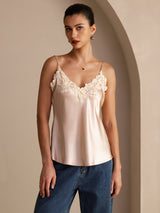 [Pink] SilkSilky Spaghetti Strap V Neck Camisole Top 003