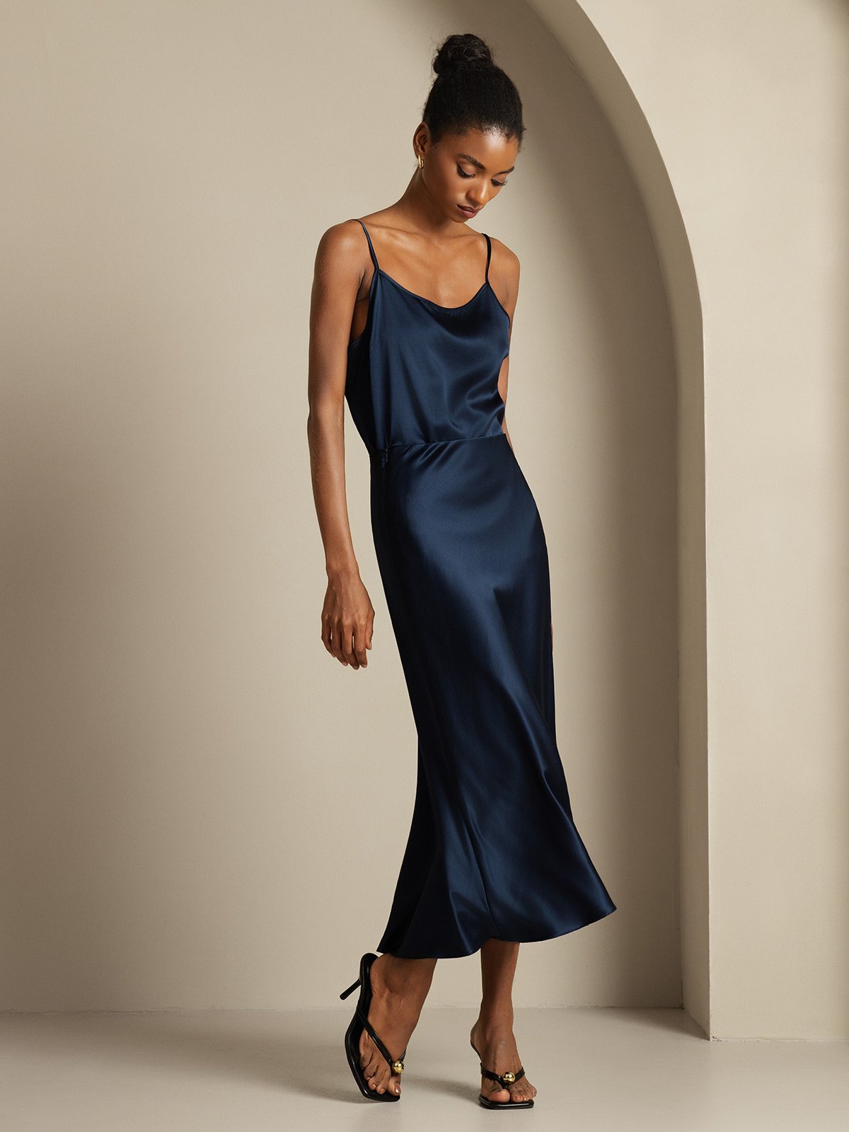 [Dark Blue] SilkSilky  19Momme Pure Silk Womens Outfit Sets 001,