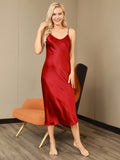 SilkSilky  Pure Silk Sleeveless Boat Neck Nightgown Wine 006