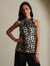 [Leopard] SilkSilky  19Momme Silk Womens T-Shirt 003,