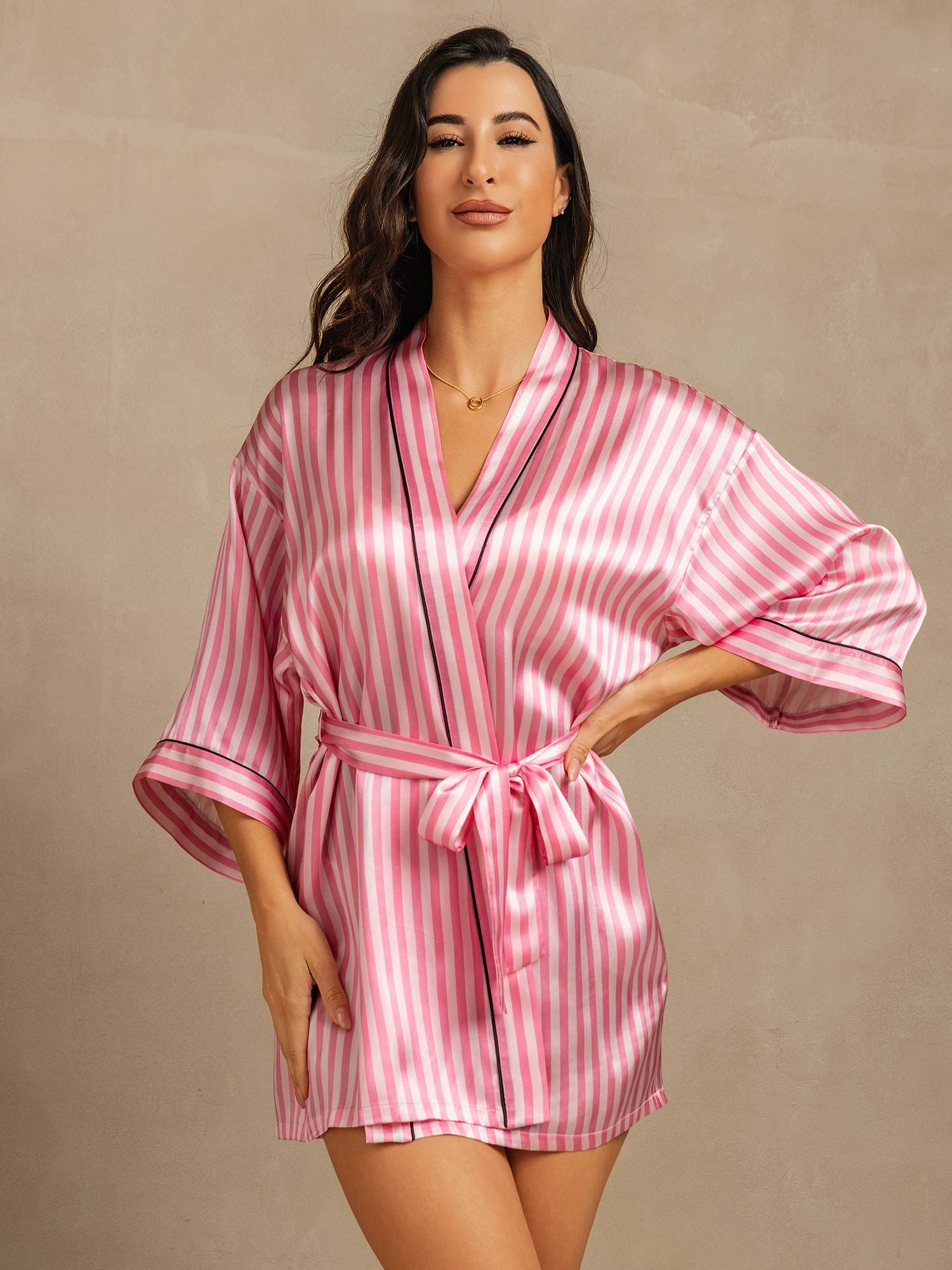 [Pink] SilkSilky Pure Silk Womens Robe 003